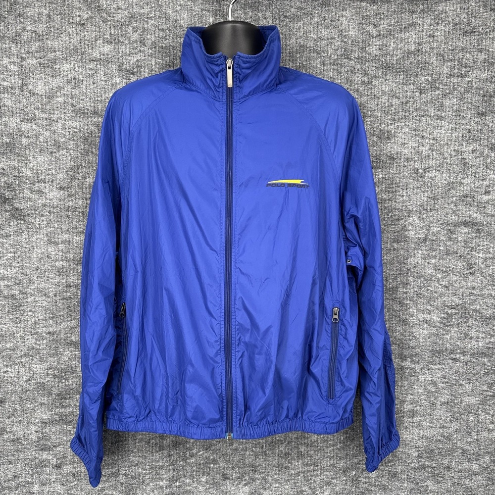 Vintage Polo Sport Ralph Lauren Jacket Mens Large Blue Full Zip Windbreaker Logo